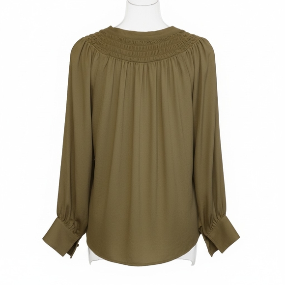 Banana Republic Satin Blouse in Olive- Size XL- EUC $98 Retail - Picture 4 of 9